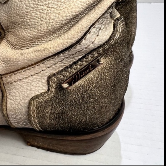 Diesel Booties Womens Leather Western Stacked Heel Distressed Boho - Picture 14 of 16